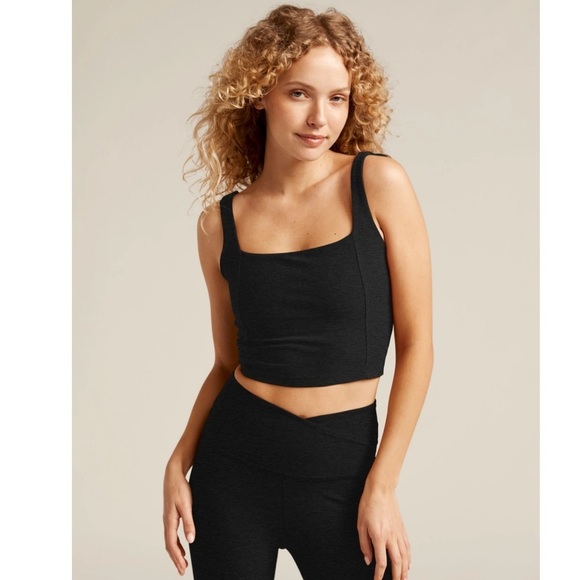 Beyond Yoga Women's XL Spacedye Impress Cropped Tank Darkest Night Black NWT - Picture 7 of 8